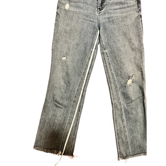 KUT High Rise Flare Jeans Women’s 4 Gray Raw Hem Soft Grunge - Picture 4 of 16